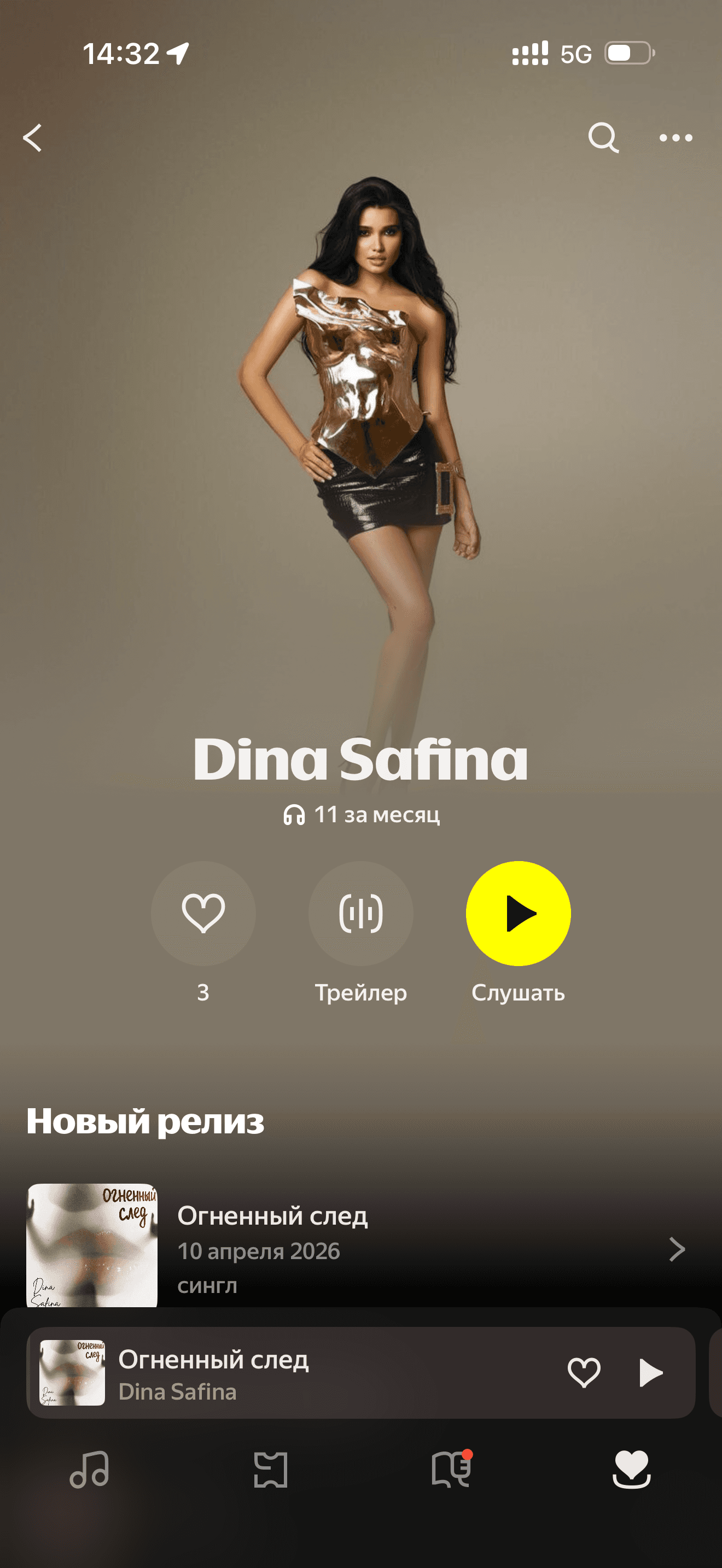 Dina Safina — «Огненный след»: аудитория в Яндекс Музыке: до работы