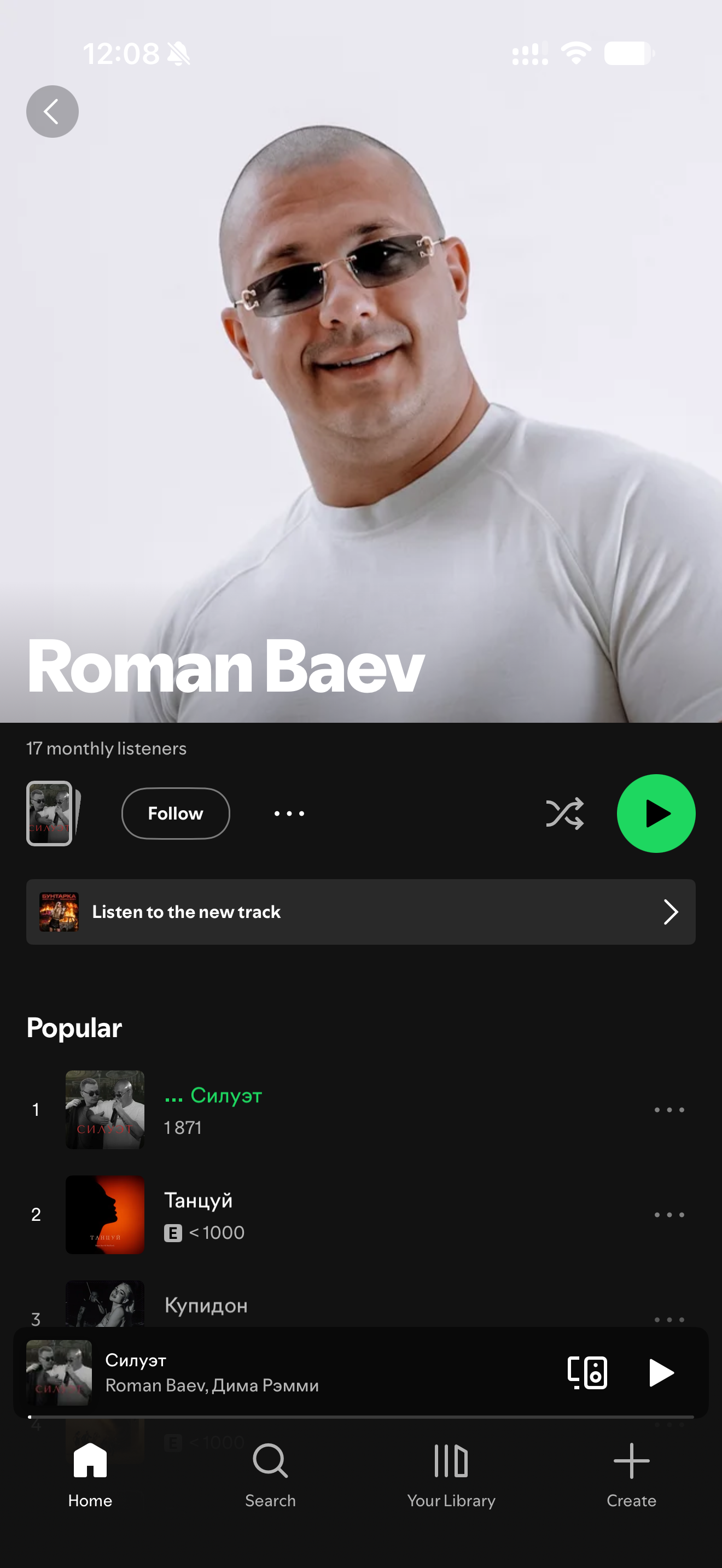 ANRY DLC, Roman Baev: «Бунтарка»: аудитория в Яндекс Музыке и Spotify — скриншот результат