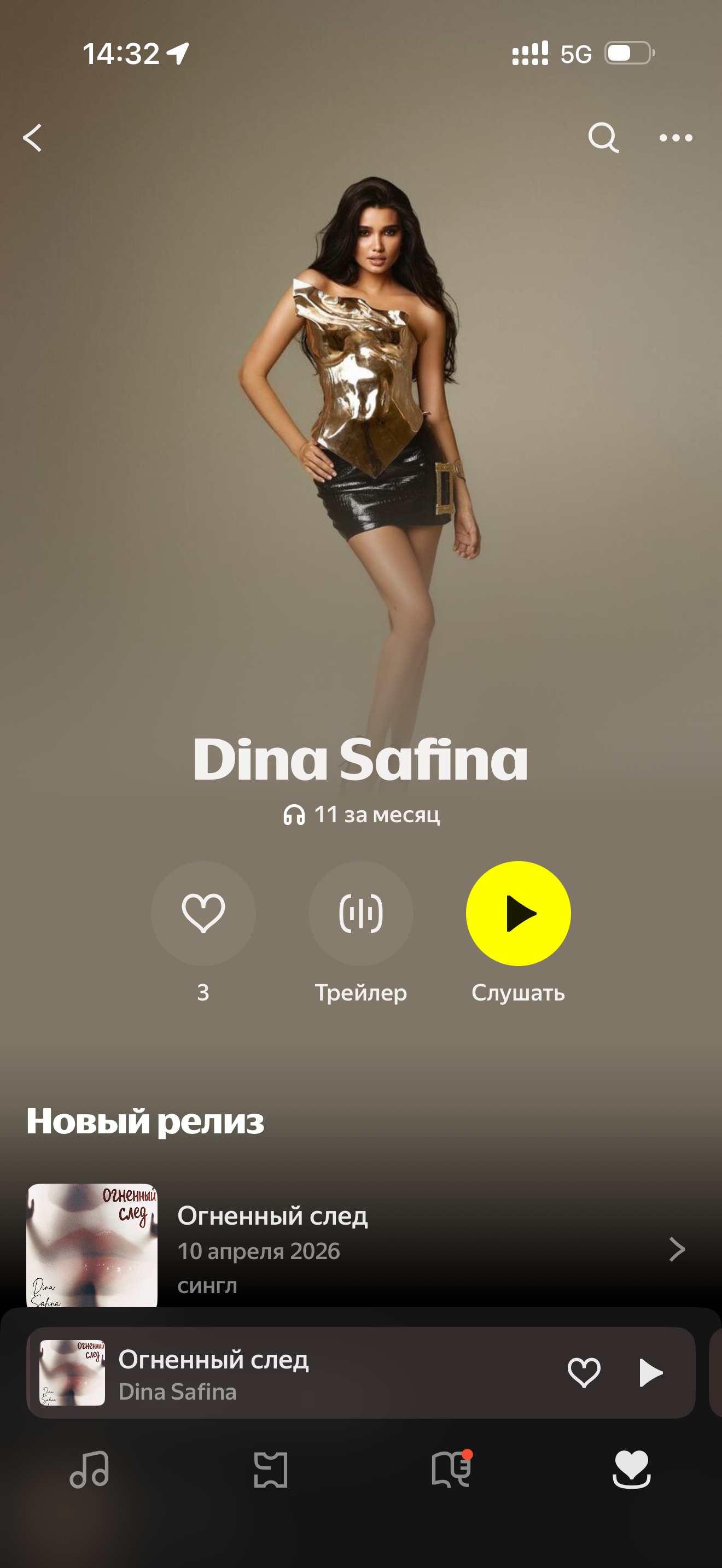 Dina Safina — «Огненный след»: аудитория в Яндекс Музыке: до работы