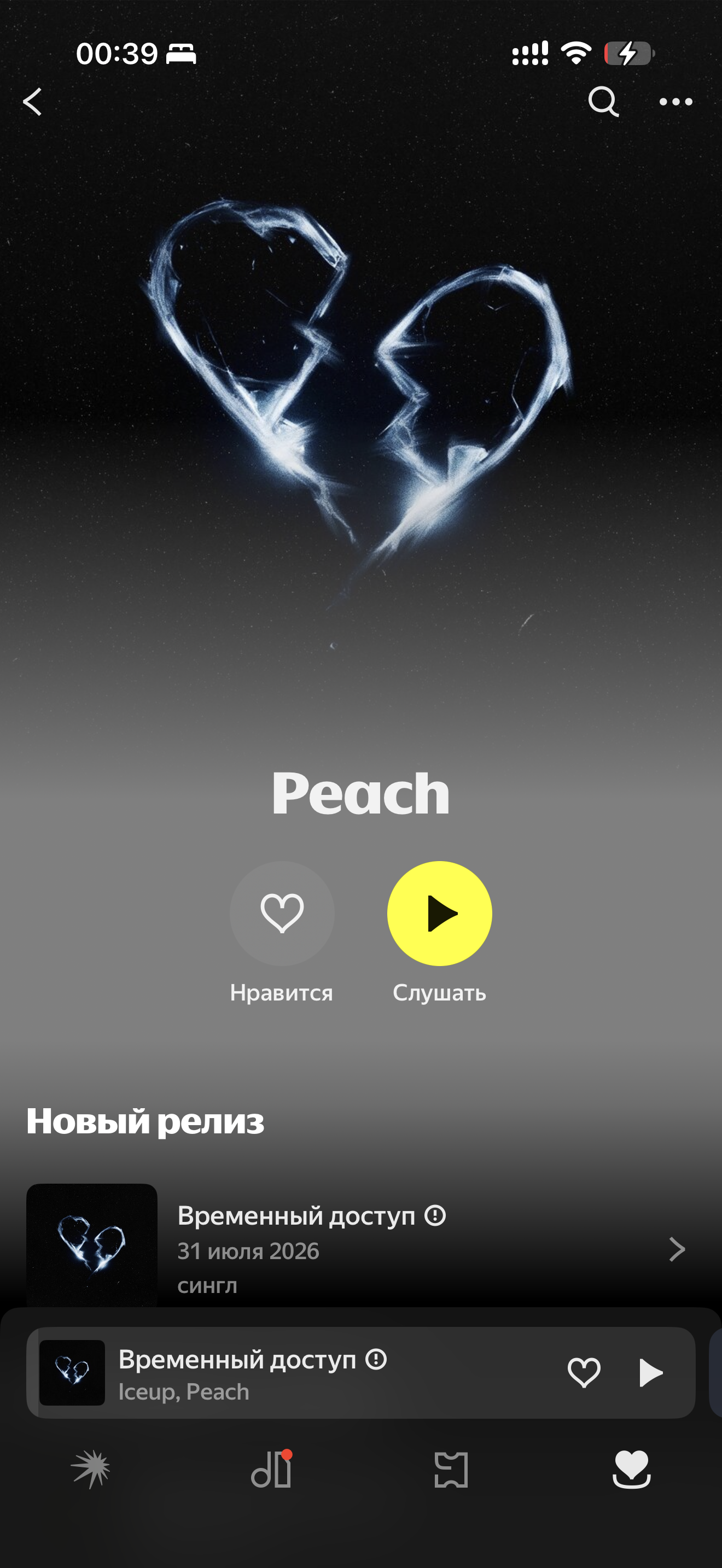 Iceup, Peach: «Временный доступ»: аудитория в Яндекс Музыке — скриншот результат